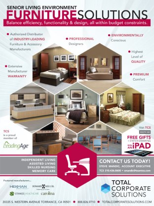 TCS Furniture Full Page Ad - Outside Back Cover Leading Age Expo Program